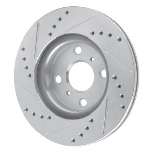 Toyota Echo Brake Rotor (1) - Front Left - R1 Concepts - Drilled & Slotted - Silver - `00-`05